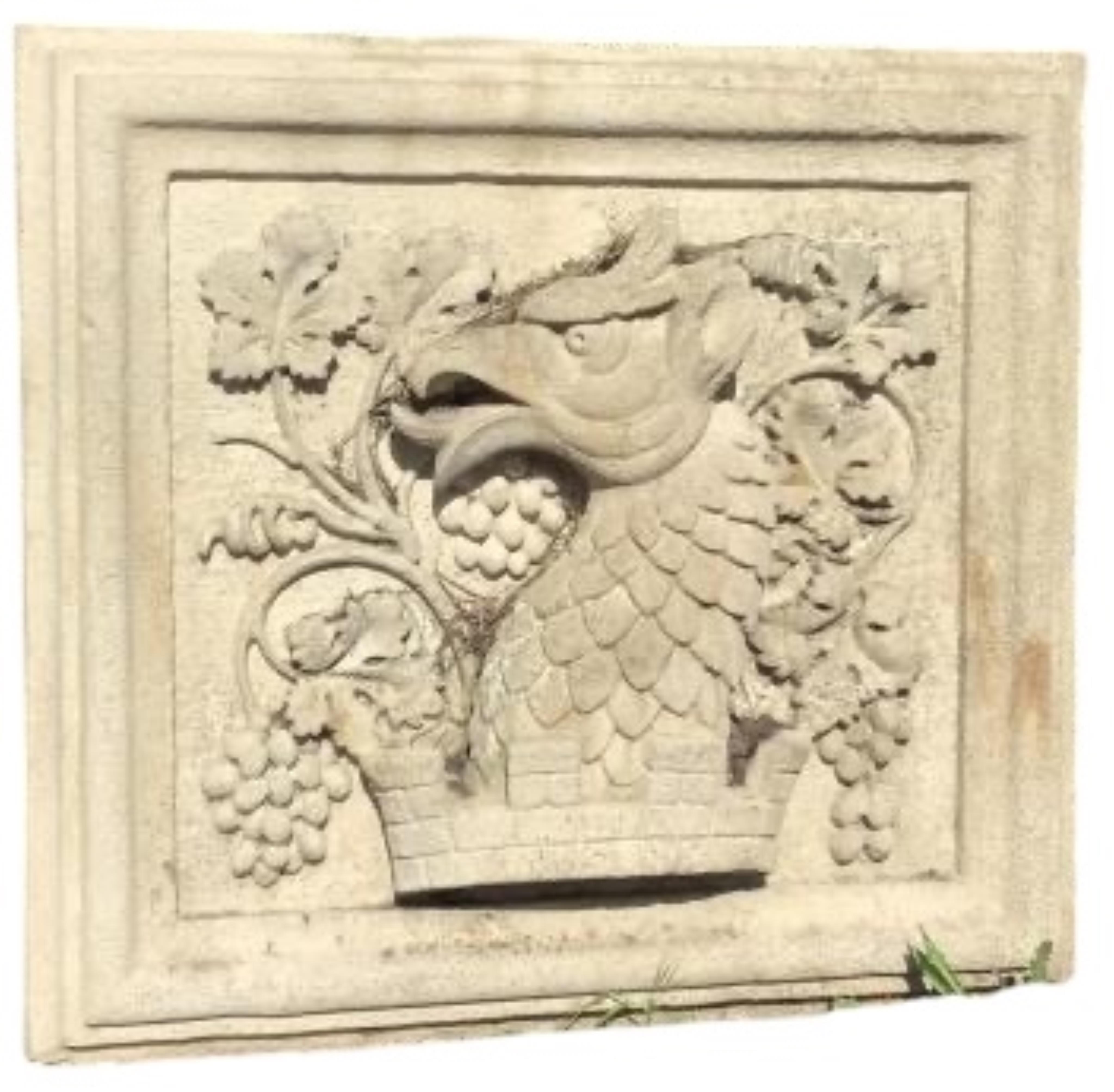 A rectangular cast stone Heraldic garden plaque, width 82cm, height 79cm